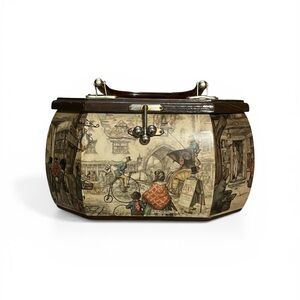 vintage Anton Pieck decoupaged wooden box purse